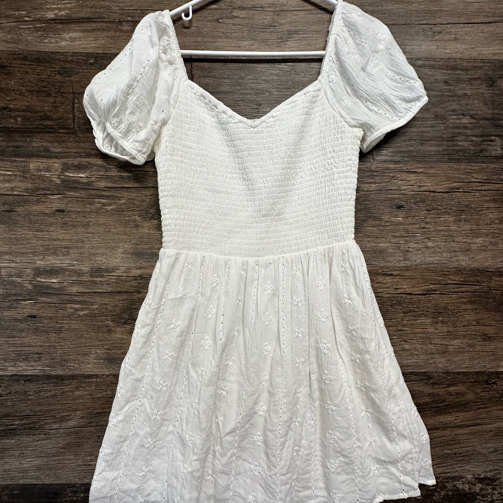 American Eagle Outfitters White Puff Sleeve Mini Dress